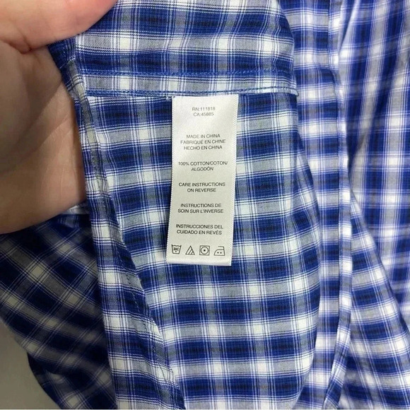 Michael Kors Men's Long Sleeve Blue Plaid Button Up Shirt Size XL - Picture 3 of 11